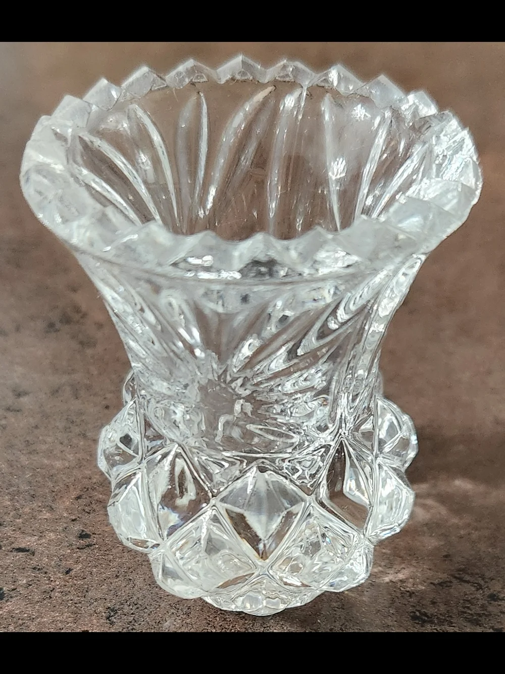Vintage Clear Cut Crystal Miniature Bud Vase 2.5 Inches Tall